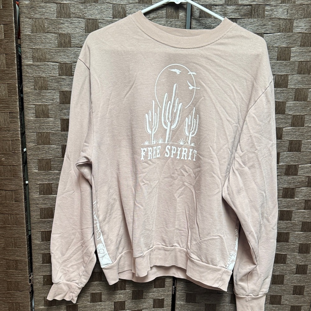 Modern Lux Beige 'Free Spirit' Graphic Sweatshirt